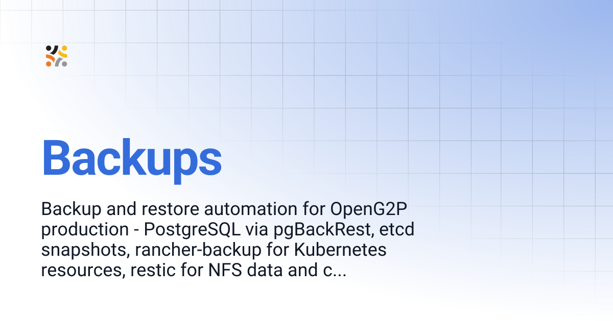 Backups | OpenG2P Docs